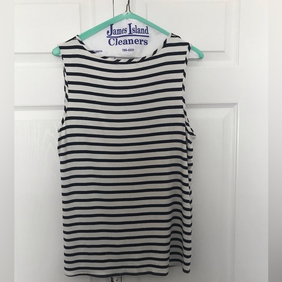 Sleeveless Striped Shirt w/Tie Front NWT, size L - Picture 3 of 6